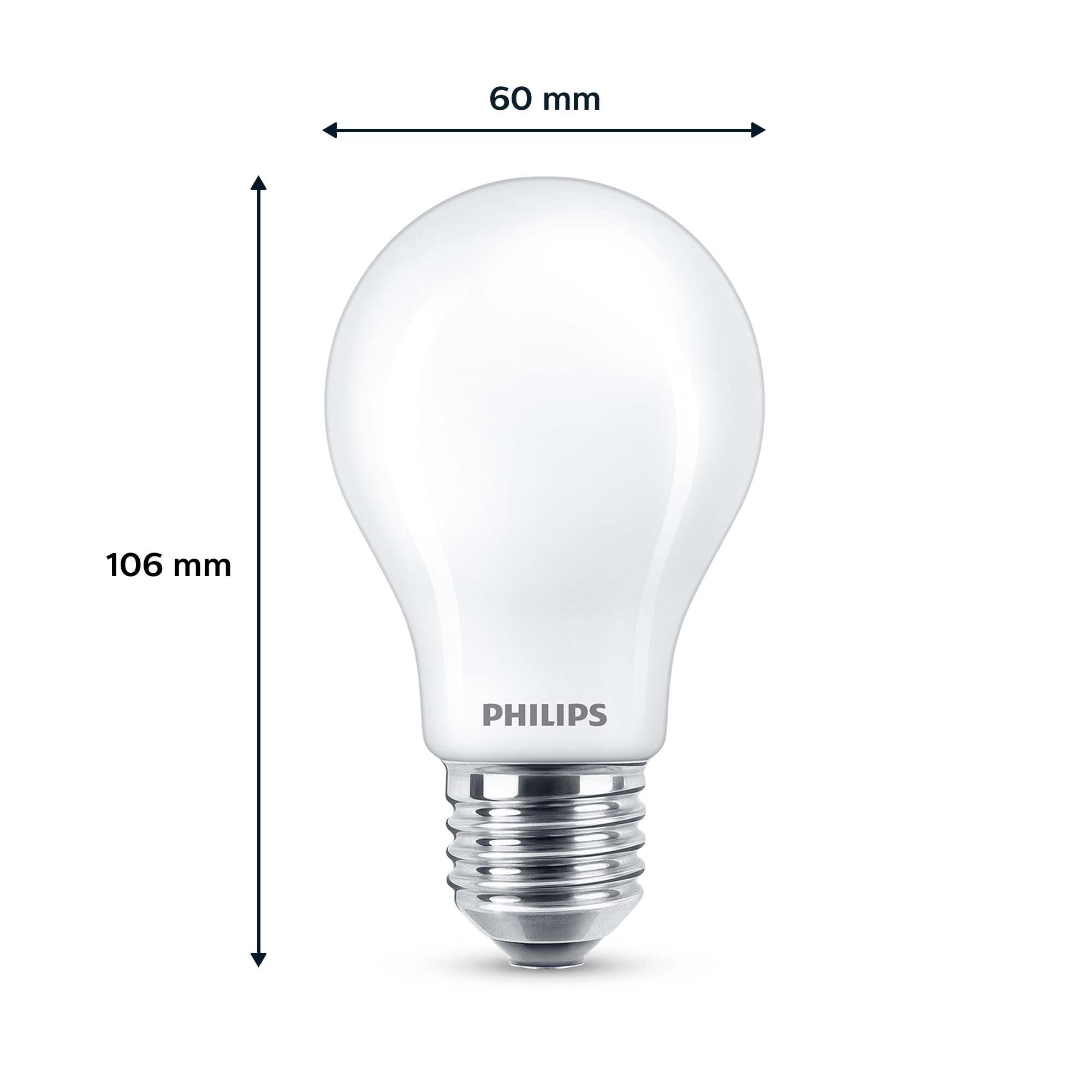 Philips Classic LED E27 Lampe, 60W, matt, warmweiß, nicht dimmbar, Doppelpack