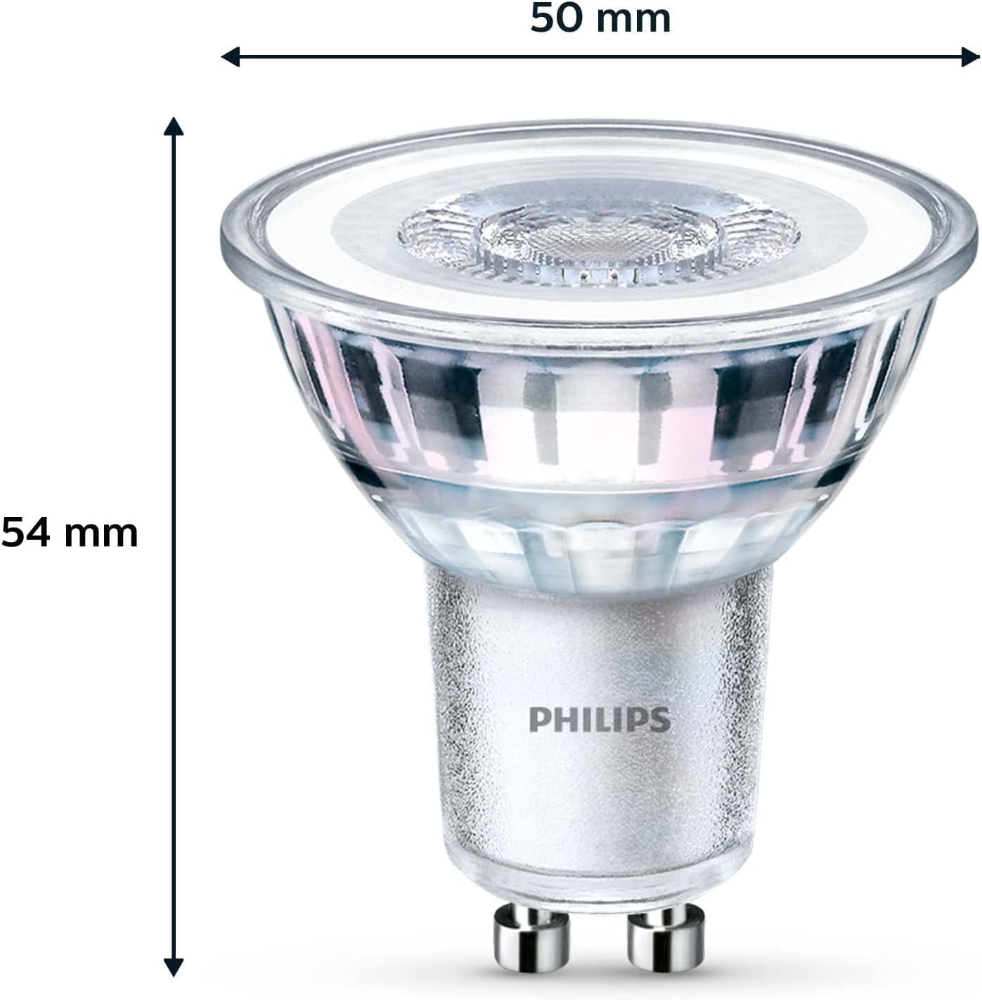 PHILIPS LED Classic GU10 Lampen 3-er Pack (50 W), Reflektor LED Spots mit warmweißem Licht, energiesparende Lampen mit langer Nutzlebensdauer, Warmweiß
