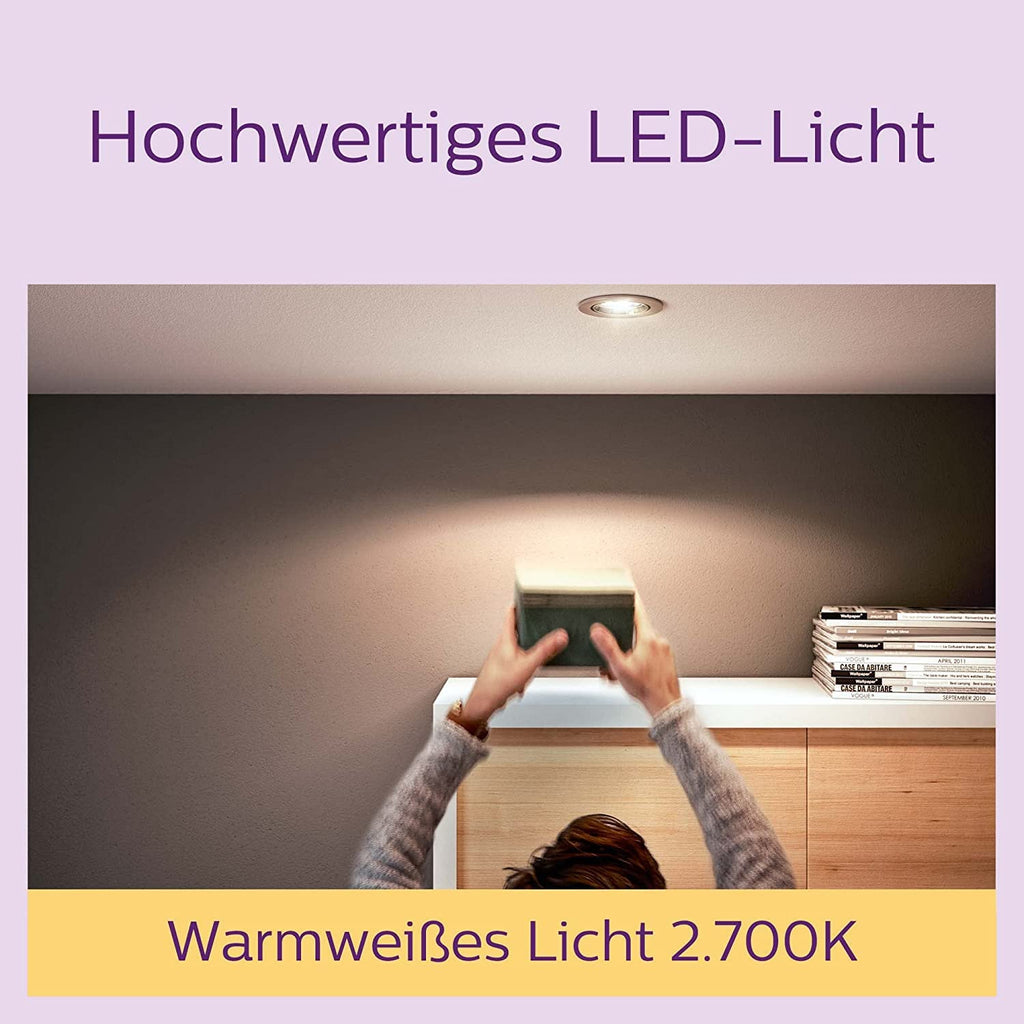 Philips LED Classic GU10 Lampen 6-er Pack (50 W), Reflektor LED Spots mit warmweißem Licht, energiesparende Lampen mit langer Nutzlebensdauer, Warmweiß